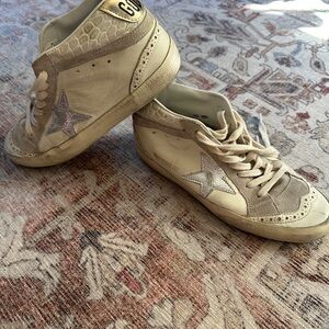 Golden Goose Cream Sneakers with Silver Star